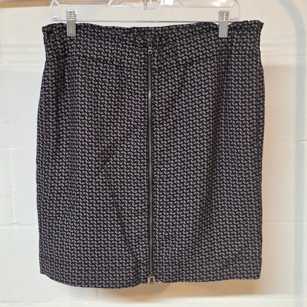 GAP Black Grey Geometric Front Zip Mini Skirt with Pockets Women 8